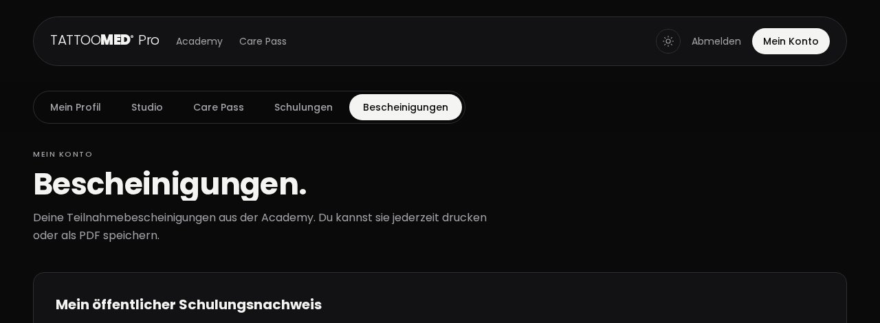 Seite Bescheinigungen